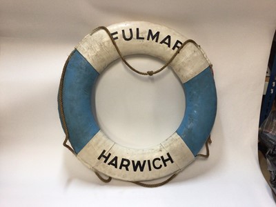 Lot 2451 - Vintage life ring with painted naming 'Fulmar, Harwich'