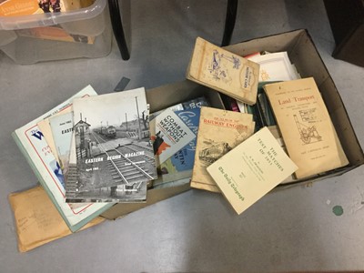 Lot 505 - Two small boxes of mixed ephemera to include pamphlets, cigarette card albums and others.