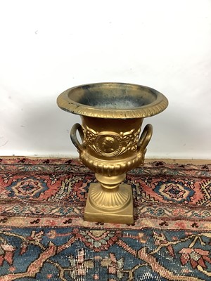 Lot 1167 - Gilt painted fibreglass classical urn, 50cm high