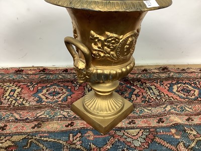 Lot 1167 - Gilt painted fibreglass classical urn, 50cm high