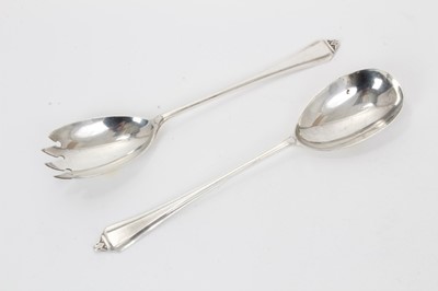 Lot 323 - Pair of 1940s silver salad servers