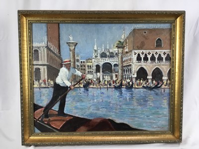 Lot 79 - David Baxter (b. 1942) oil on board, Venice, 39cm x 49cm, in gilt frame