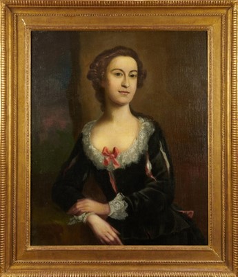 Lot 1066 - English School, 18th century, oil on canvas, portrait of a young lady, 76cm x 63cm, in gilt frame