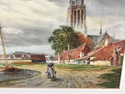 Lot 187 - Louis Van Staaten (1836-1909) watercolour, Dutch River Landscape, signed, 30cm x 64cm, in glazed frame