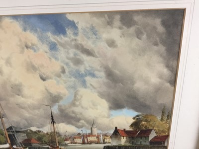 Lot 186 - Louis Van Staaten (1836-1909) watercolour, Dutch River Landscape, signed, 39cm x 60cm, in glazed frame