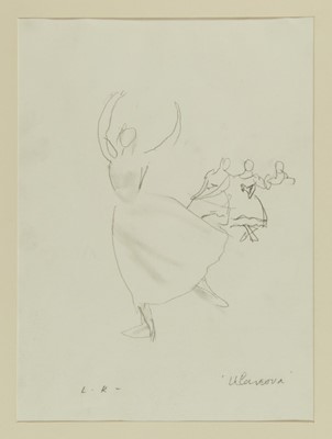 Lot 1054 - *Dame Laura Knight (1877-1970) pencil on paper - 'Ulanova', signed with initials, 35.5cm x 25.5cm, unframed