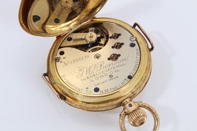 Lot 831 - Early 20th century Swiss 18ct gold half hunter fob watch