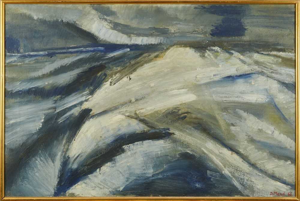 Lot 1154 - Dorothy Mead (1928-1975) oil on canvas - Blue seascape, signed and dated '66, 91cm x 61cm, framed