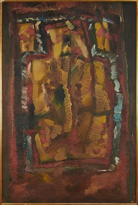 Lot 1157 - Dorothy Mead (1928-1975) oil on canvas - abstract, dated '70, 91cm x 137cm, framed