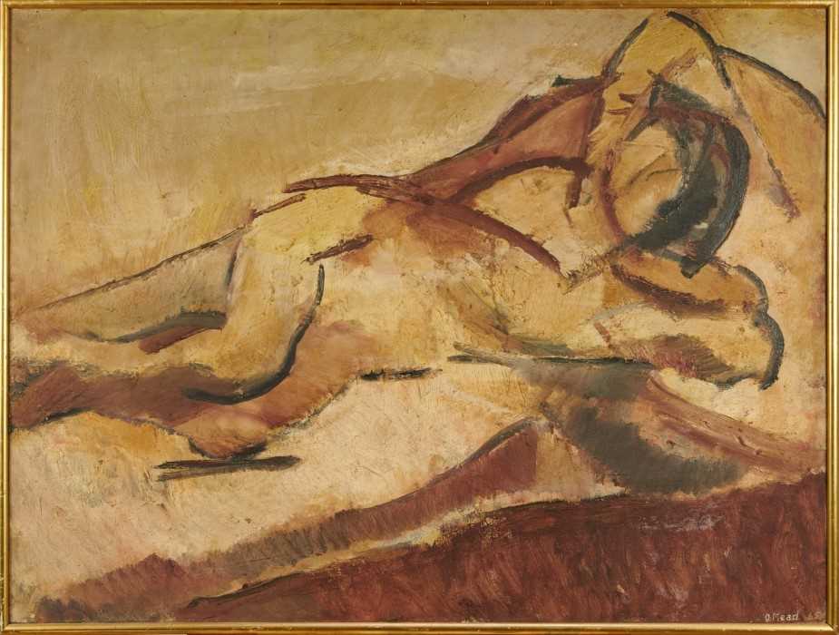 Lot 1159 - Dorothy Mead (1928-1975) oil on canvas - reclining nude, signed and dated '65, 102cm x 77cm, framed