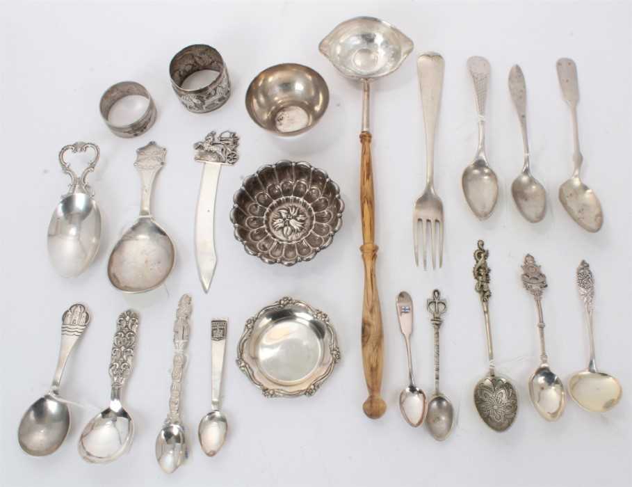 Lot 308 - Collection of miscellaneous European and other silver flatware etc, various countries including Austro - Hungarian, Turkey, Chinese, Egyptian and Scandinavian. All at approximately 17ozs. (Qty)