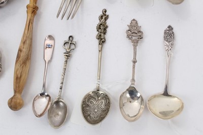 Lot 308 - Collection of miscellaneous European and other silver flatware etc, various countries including Austro - Hungarian, Turkey, Chinese, Egyptian and Scandinavian. All at approximately 17ozs. (Qty)