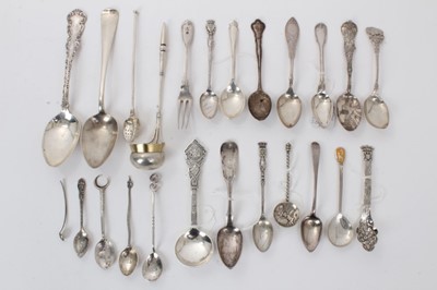 Lot 309 - Collection of miscellaneous European and other silver and white metal flatware, including Portuguese, South African, French, North American etc. Approximately 16ozs weighable silver. (Qty)