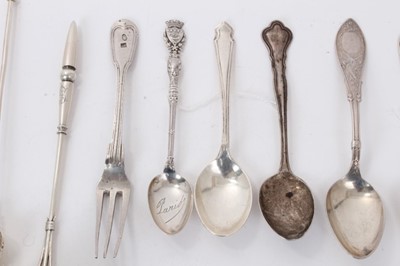 Lot 309 - Collection of miscellaneous European and other silver and white metal flatware, including Portuguese, South African, French, North American etc. Approximately 16ozs weighable silver. (Qty)