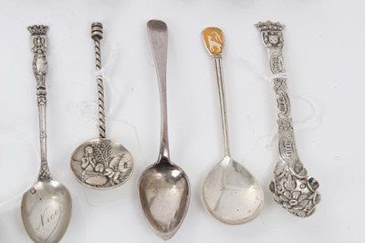 Lot 309 - Collection of miscellaneous European and other silver and white metal flatware, including Portuguese, South African, French, North American etc. Approximately 16ozs weighable silver. (Qty)