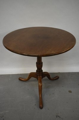 Lot 1499 - George III mahogany circular tilt top table on turned support and tripod base, 76cm diameter 
Provenance: removed from Salmons, Fingringhoe