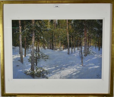 Lot 1180 - Sergei Oussik (b. 1958) pastel - Woodland scene, monogrammed, 39cm x 58cm, in glazed gilt frame