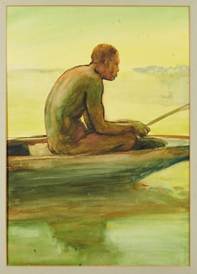 Lot 1005 - *Gerald Spencer Pryse (1882-1956) watercolour - The Fisherman, 54cm x 38.5cm, titled verso, unframed