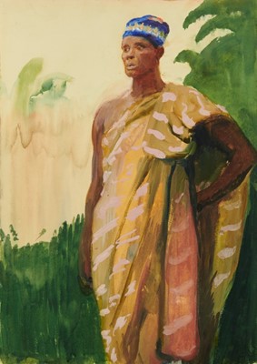 Lot 1006 - *Gerald Spencer Pryse (1882-1956) watercolour - Saidu Gbobo, Sheba, 54cm x 38.5cm, titled verso, unframed