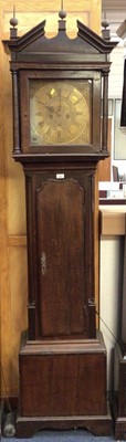 Lot 670 - 18th century 8-day longcase clock by Birchall, Rainsford with brass square dial and date aperture in oak and mahogany case with pendulum and two weights 223cm high