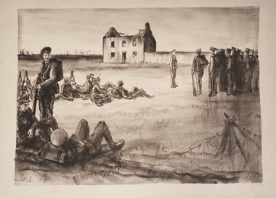 Lot 1020 - *Gerald Spencer Pryse (1882-1956) black and white lithograph - Ypres infantry soldiers 1914, signed, titled and dated below in pencil, 46cm x 63cm, unframed