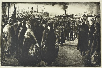Lot 1027 - *Gerald Spencer Pryse (1882-1956) black and white lithograph - The Fall of Ostend. 28cm x 42cm, signed and titled