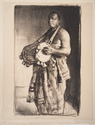 Lot 1030 - *Gerald Spencer Pryse (1882-1956) black and white lithograph - The Ashanti Drummer, 51cm x 31cm, signed and titled in pencil, unframed
