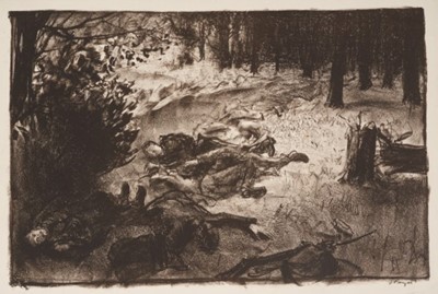 Lot 1033 - *Gerald Spencer Pryse (1882-1956) black and white lithograph - First War casualties, signed, 27cm x 41cm, unframed