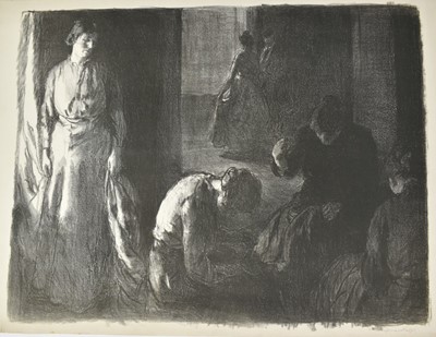 Lot 1040 - *Gerald Spencer Pryse (1882-1956) black and white lithograph - the seamstresses, signed in pencil below, 53cm x 68cm, unframed
