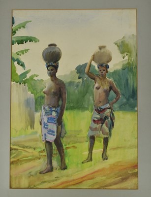 Lot 1042 - *Gerald Spencer Pryse (1882-1956) watercolour - Water carriers, Sheba, 39cm x 54cm, titled verso, unframed