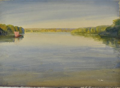 Lot 1044 - *Gerald Spencer Pryse (1882-1956) watercolour - Epe Lagoon, 38.5cm x 54cm, titled verso, unframed