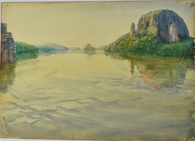 Lot 1045 - *Gerald Spencer Pryse (1882-1956) watercolour - the Juju Rock at Jebba, 38.5cm x 54cm, titled verso, unframed