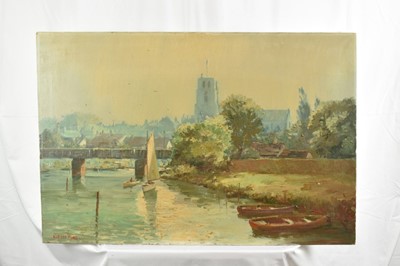 Lot 1204 - Marcus Ford (1914-1989), oil painting - View of Beccles, signed, 62cm x 92cm, unframed