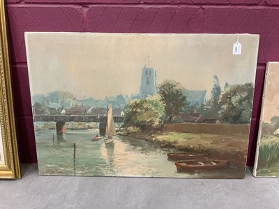 Lot 1204 - Marcus Ford (1914-1989), oil painting - View of Beccles, signed, 62cm x 92cm, unframed