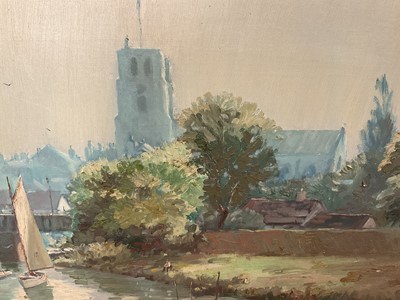 Lot 1204 - Marcus Ford (1914-1989), oil painting - View of Beccles, signed, 62cm x 92cm, unframed