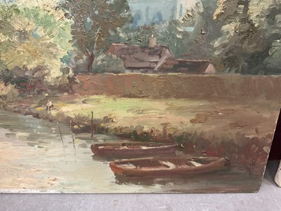 Lot 1204 - Marcus Ford (1914-1989), oil painting - View of Beccles, signed, 62cm x 92cm, unframed