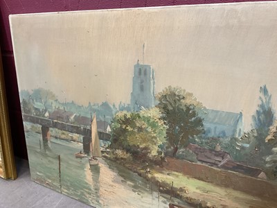 Lot 1204 - Marcus Ford (1914-1989), oil painting - View of Beccles, signed, 62cm x 92cm, unframed