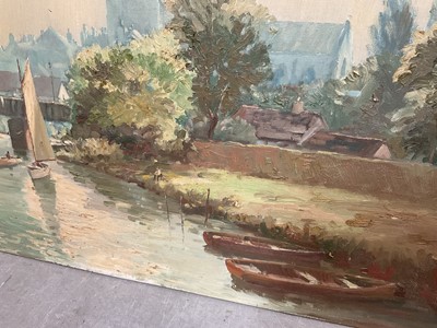 Lot 1204 - Marcus Ford (1914-1989), oil painting - View of Beccles, signed, 62cm x 92cm, unframed