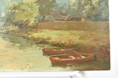 Lot 1204 - Marcus Ford (1914-1989), oil painting - View of Beccles, signed, 62cm x 92cm, unframed