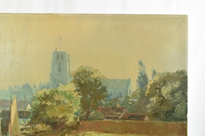 Lot 1204 - Marcus Ford (1914-1989), oil painting - View of Beccles, signed, 62cm x 92cm, unframed