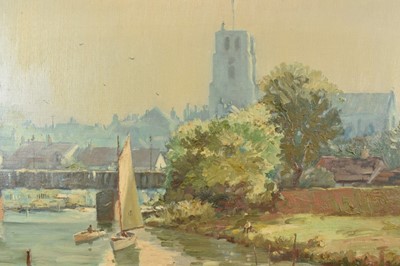 Lot 1204 - Marcus Ford (1914-1989), oil painting - View of Beccles, signed, 62cm x 92cm, unframed