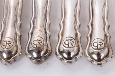 Lot 164 - Set of seven pairs of silver plated fish eaters, handles stamped CTR.
