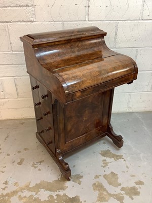 Lot 1498 - Mid-Victorian burr walnut piano-top davenport