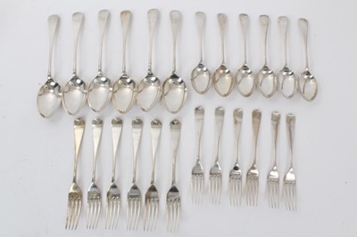 Lot 344 - Group of 1930s silver Old English pattern flatware, 24 pieces in total
