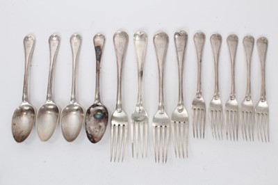 Lot 342 - Matched group of Victorian silver Hanoverian Thread pattern flatware