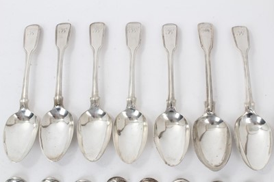 Lot 347 - Large group of Georgian and later silver Fiddle and Thread pattern flatware