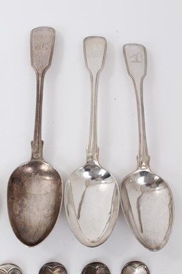 Lot 347 - Large group of Georgian and later silver Fiddle and Thread pattern flatware