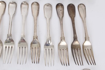 Lot 347 - Large group of Georgian and later silver Fiddle and Thread pattern flatware