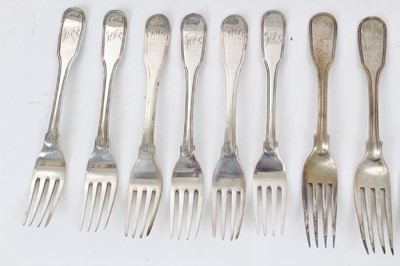 Lot 347 - Large group of Georgian and later silver Fiddle and Thread pattern flatware