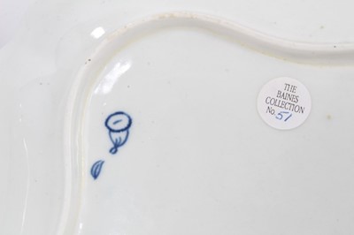 Lot 165 - A rare Worcester blue and white dish, circa 1775, of square form with scalloped corners, printed with the Carnation and Fruit Sprigs pattern, crescent mark to base, 21.5cm across, with a similar Wo...
